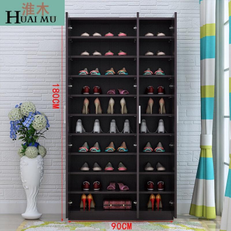 淮木（HUAIMU）简约现代大容量鞋柜鞋架阳台柜储物柜多层鞋橱大高鞋柜四暖白色组装_3 三门黑胡桃色