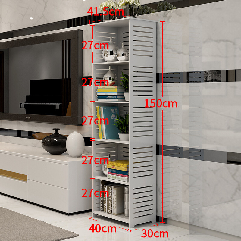 雕花客厅置物架简约卧室书架层架防水卫生间落地多层简易书架 五层150*40*30