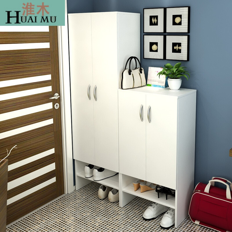 淮木（HUAIMU）高低组合简约带外置鞋架的两玄关厅白色木制鞋柜子组合套装组装 组合套装