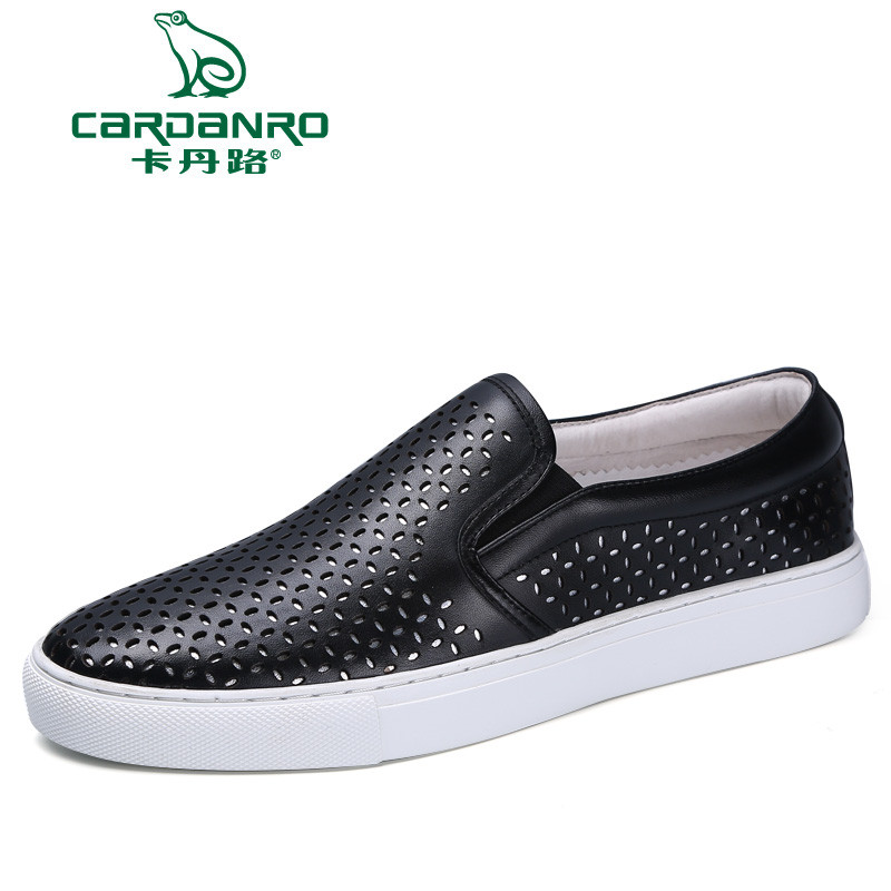 Cardanro/卡丹路真皮休闲板鞋懒人鞋套脚乐福鞋日常休闲皮鞋_gFN46 黑色-DC90460301 41