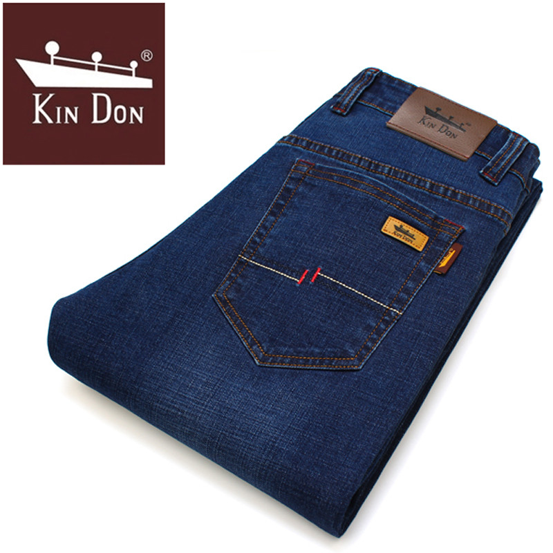 金盾(KIN DON)新款牛仔裤男冬季厚款微弹力修身休闲裤男青年裤子男直筒长裤装男士牛仔裤