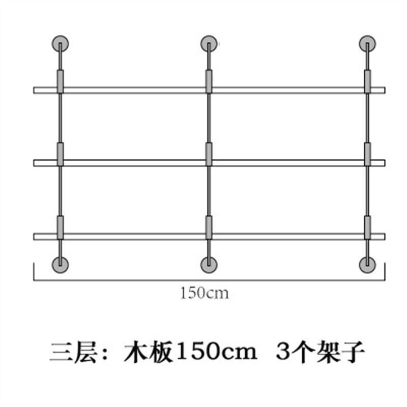 墙上置物架壁挂书架实木创意壁柜层板一字隔板铁艺支架工业风书柜双层木板150 三层木板150