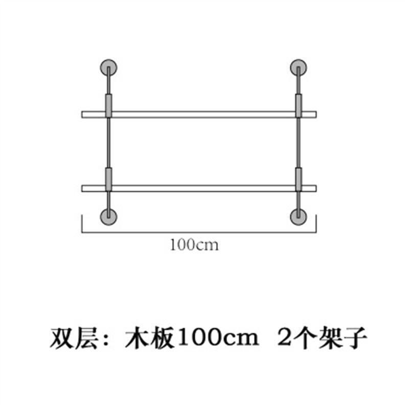 墙上置物架壁挂书架实木创意壁柜层板一字隔板铁艺支架工业风书柜双层木板150 双层木板100