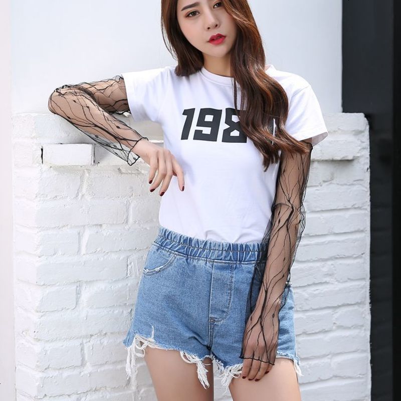 新款开车袖套蕾丝腿套冰丝袖套夏季防晒手套批发半指网纱袜批发 波浪