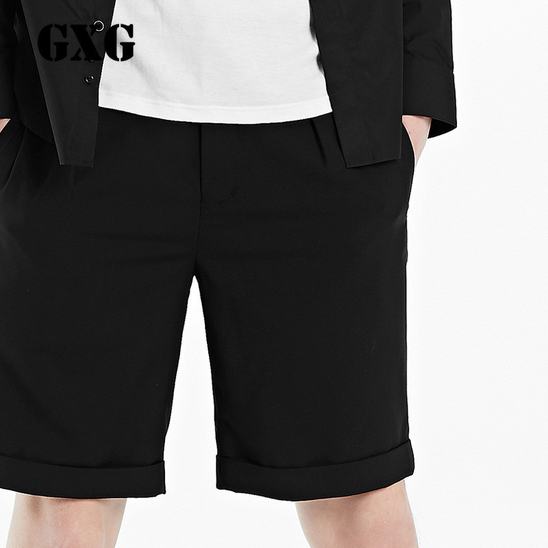 GXG短裤男装夏季男士黑色时尚潮流休闲短裤五分裤 185/XXL 黑色