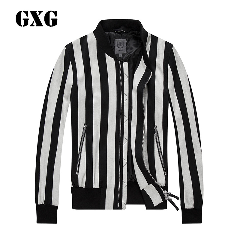 GXG男装春季修身条纹夹克男青年外套薄款_1 185/XXL 默认颜色