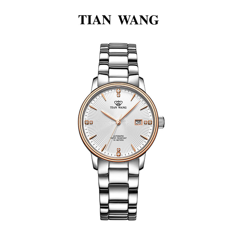 天王表情侣表自动机械表钢带男士手表女士手表休闲腕表51002 银面钢带女表