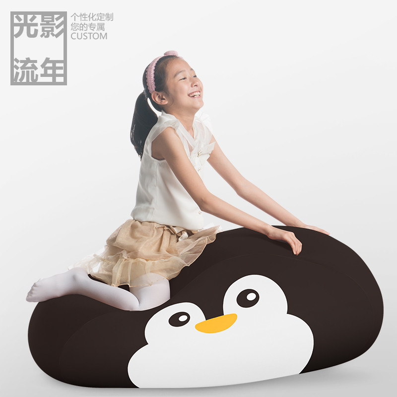 儿童懒人沙发可爱卡通布艺沙发可拆洗卧室榻榻米客厅豆袋_5 鹅小黑