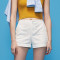 初语2018夏季新款韩版休闲运动修身显瘦直筒短裤女时尚热裤 25 米白色