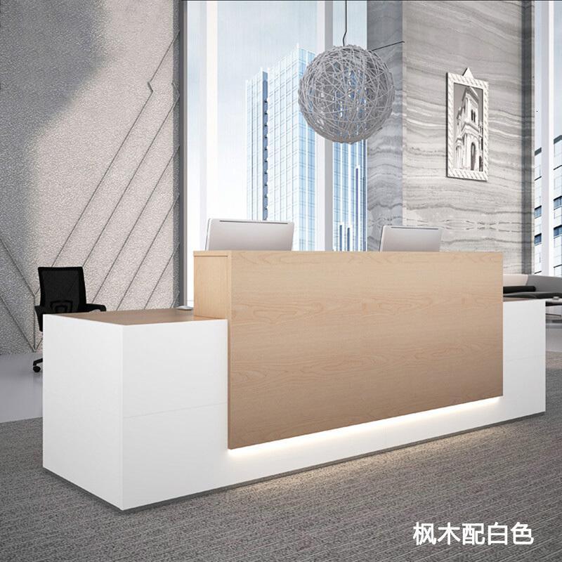 淮木前台接待台公司酒店迎宾台时尚收银吧台咨询台办公室柜台办公桌_4 3800*600*1100含活动柜