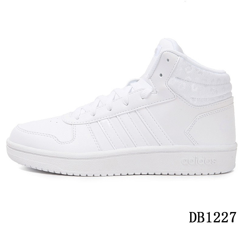 阿迪达斯NEO女鞋2018季新款高帮耐磨保暖运动休闲小白鞋DB1227 亮白/一度灰 38.5