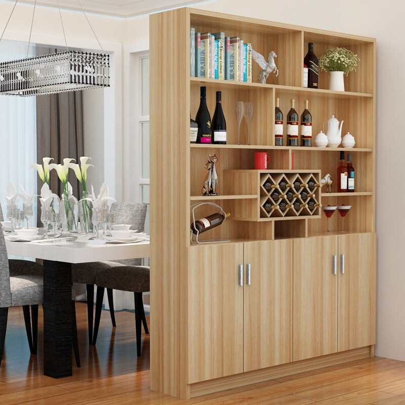 淮木隔断柜客厅卧室简约现代装饰柜餐厅酒柜多功能厅柜鞋柜子玄关柜宽180*深30*高200四 宽180*深30*高200四门浅胡桃色