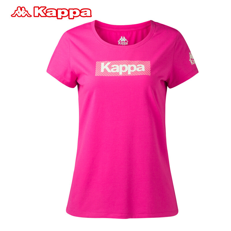 Kappa卡帕新款夏季女运动T恤韩版轻薄顺滑透气女T恤K0722TD05D M 甜菜粉-518