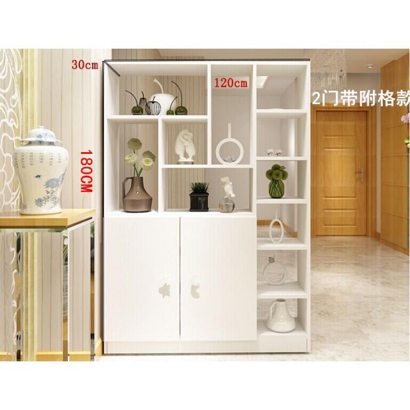 淮木酒柜吧台厅柜客厅玄关柜木质隔断柜古董架屏风柜装饰柜红酒柜3带附格白双_5 2门带附格浅胡桃