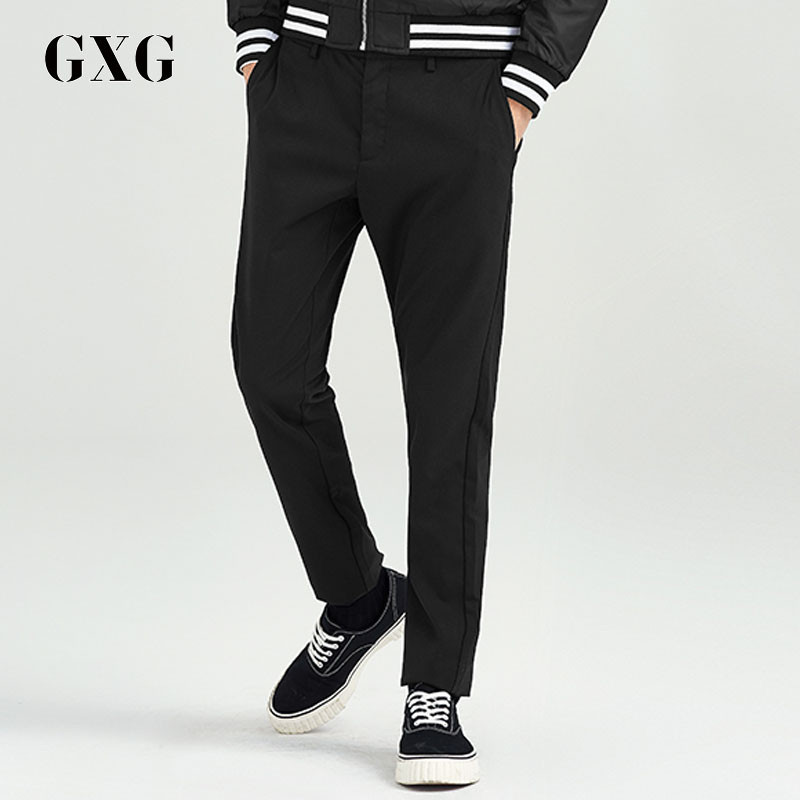 GXG休闲裤男装季男士时尚休闲都市潮流青年修身休闲裤男 185/XXL 黑色