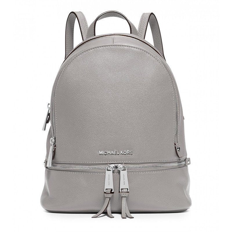 MICHAEL KORS（迈克·科尔斯）MK女士RHEA ZIP系列黑色牛皮金属拉链中号双肩包30S5GEZB1L 灰色