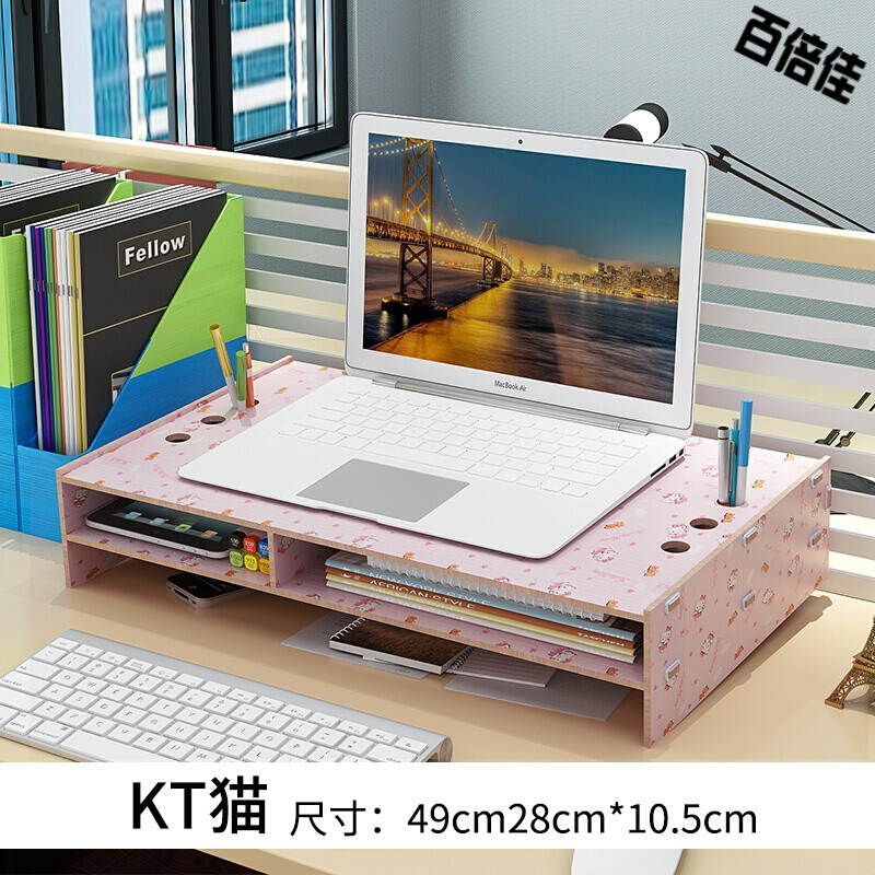 创意新款显示屏抬高架办公桌面整理架电脑液晶显示器增高架子托架底座键盘抽屉置物架办公桌收纳盒 Z03KT猫笔记本增高架(送手机架)