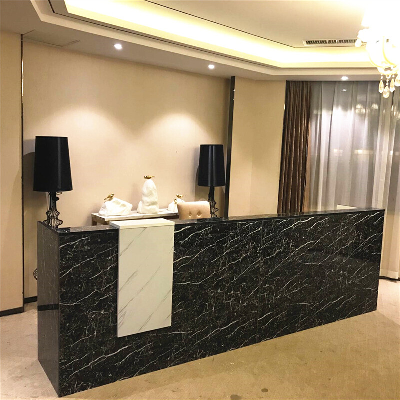 淮木收银台前台接待台公司前台咨询台吧台柜仿大理石前台桌办公桌 哑光2.6米