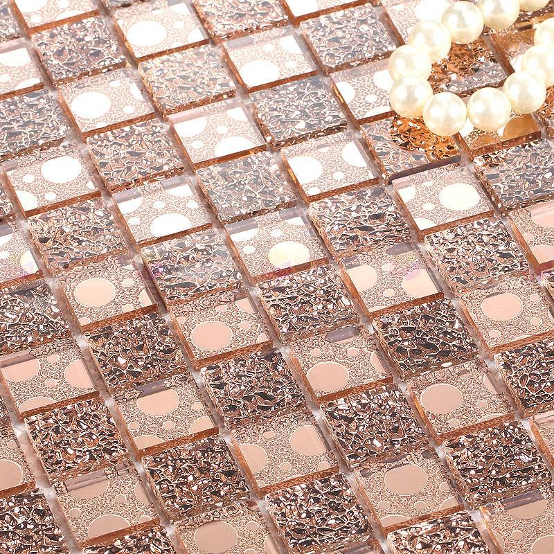 潘朵拉马赛克水晶玻璃马赛克背景墙瓷砖拼图粉钻粉色金典镜面KTV_8 30&times;30 25粉钻+粉色金典