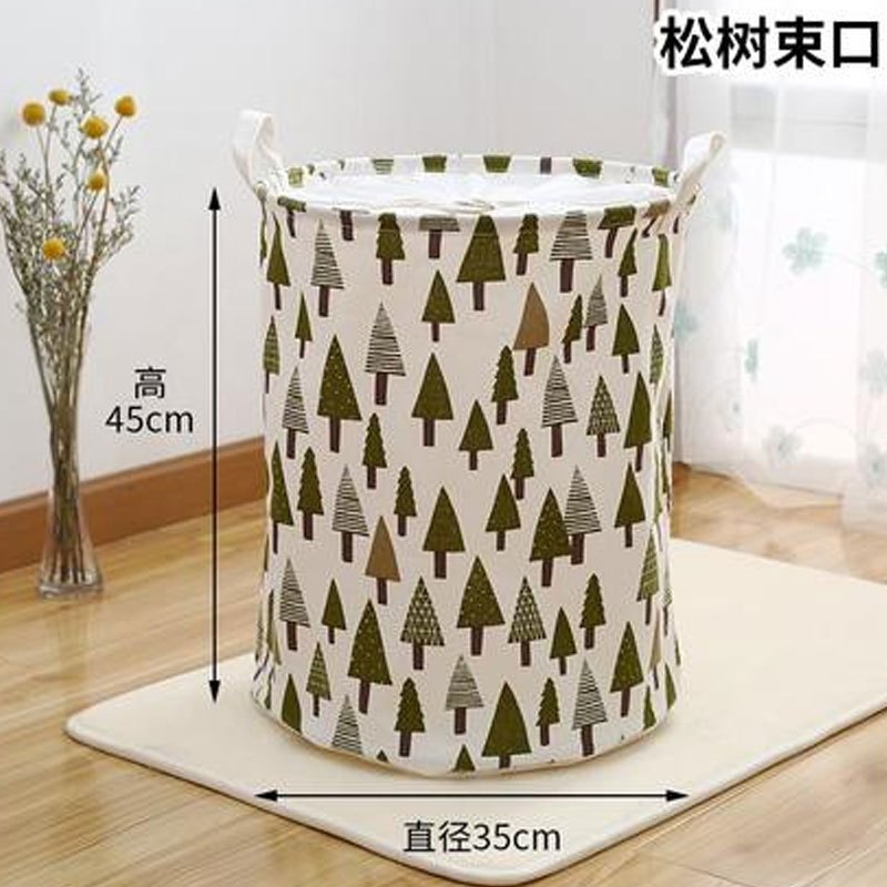 布艺脏衣篮收纳桶可折叠特大号放衣物的洗衣篮子装脏衣服框收纳筐多功能时尚创意浴室厨房收纳篮生_3 束口松树大号