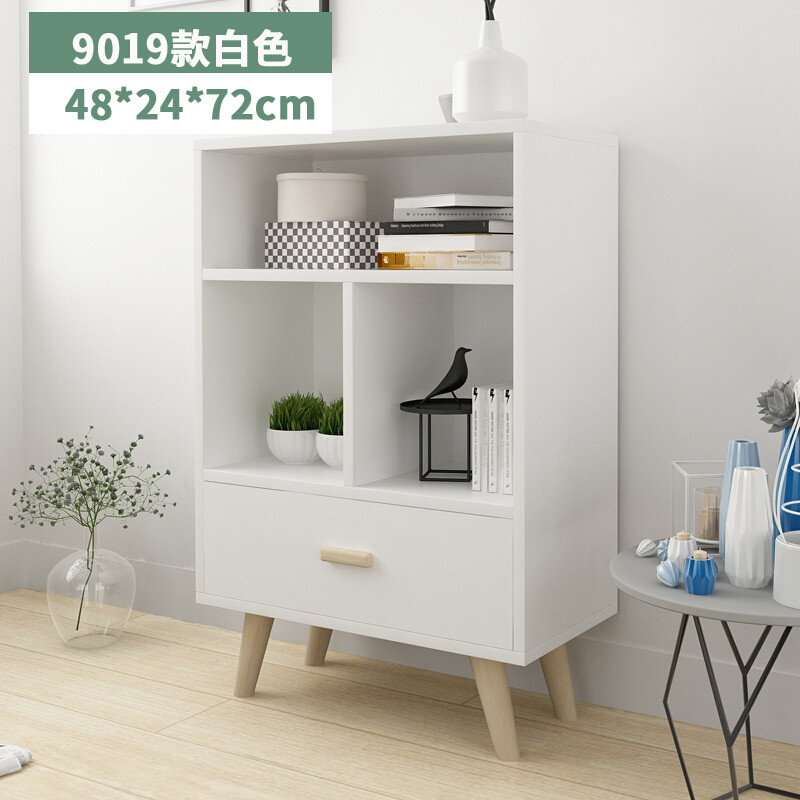 淮木简约床头柜飘窗置物架简易学生组合桌面桌上落地创意小书柜三层一斗仿实木色组装 三层一斗白色