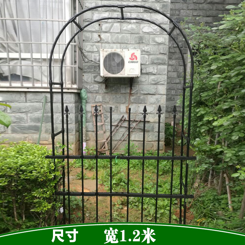 鲜花拱门欧式拱门花架铁线莲月季花支架爬藤架植物拱门花支架_5 宽1.2*高2.4米黑