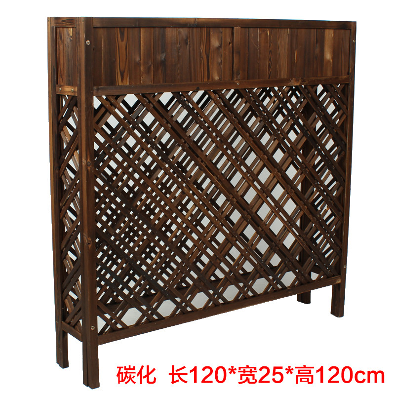 隔断花架防腐木花槽酒店烧烤餐厅实木质网格栅栏花盆架子户外花箱_7 碳化长120x高120x宽25
