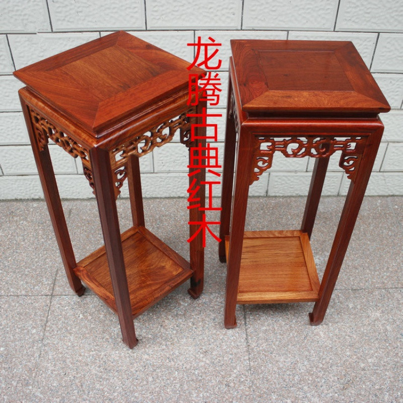 缅甸花梨木花架花几大果紫檀实木盆景架电话架工艺摆件架红木家具_7 60cm花架成品