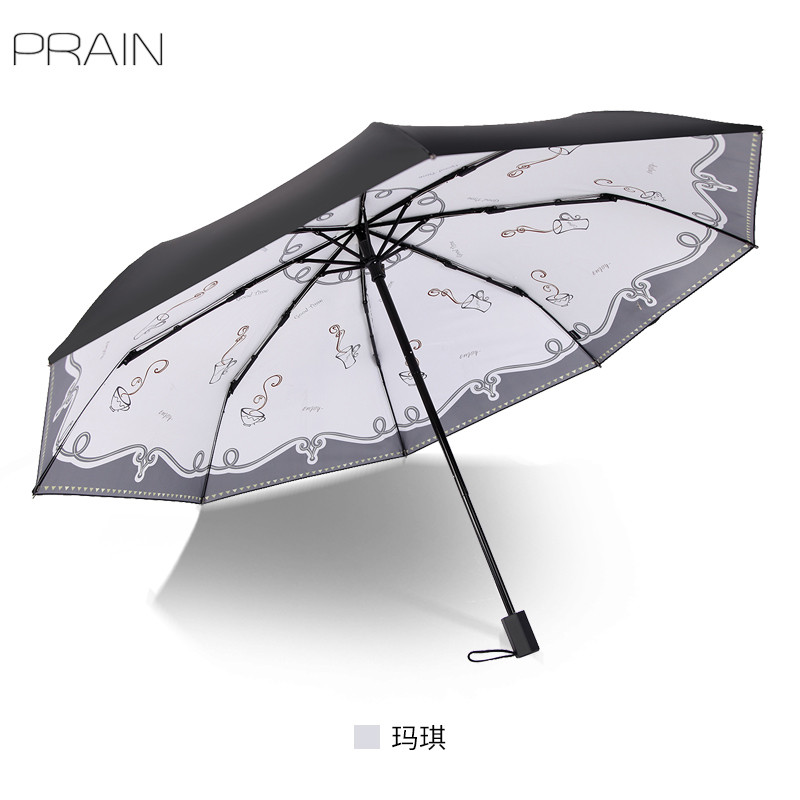 PRAIN原创伞摩卡系列咖香时光防紫外线遮阳伞女太阳伞折叠创意晴雨伞女复古伞两用伞防晒伞 玛琪