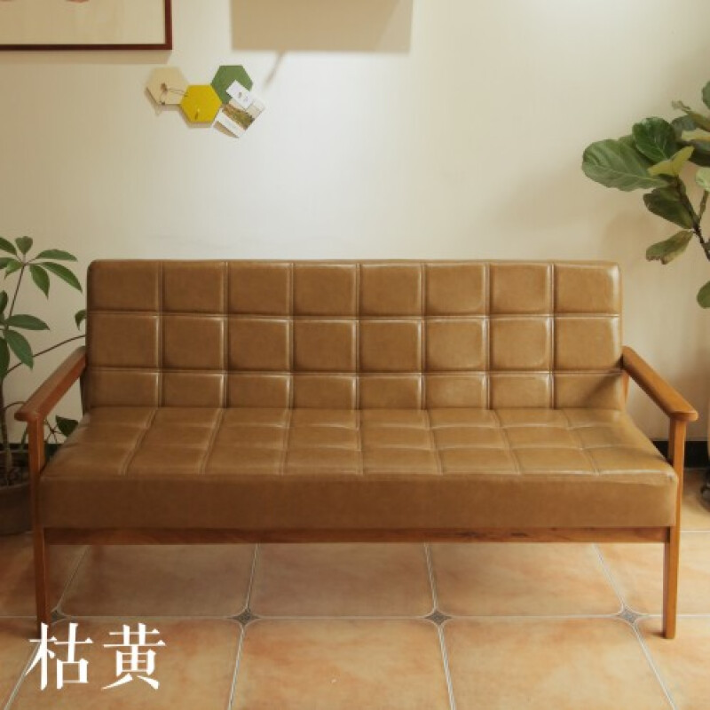 淮木欧式办公桌奶茶店皮质谈判桌主管学习培训经济型办公实木职员糖果绿三人 枯叶黄三人