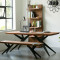 新款创意美式乡村loft工业风格家具实木餐桌工作会议桌咖啡桌设计师长条桌 长凳120*35*45