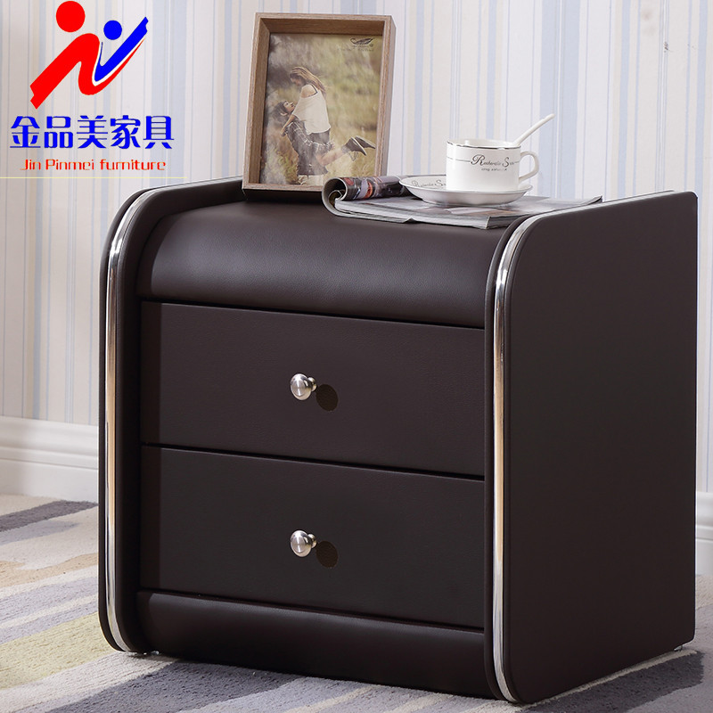 床头柜简约现代卧室小型迷你简易皮质床头边柜3530cm经济型带锁_24 生态板米黄色46*42*48
