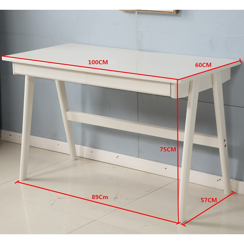 淮木环保实木书桌日式写字小桌子学习宿舍高中学生客厅防水工作台课 1.0米双抽屉桌子（100*60*75）不带椅子