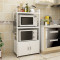 厨房落地置物架微波炉架烤箱架多层收纳架4层橱柜储物柜子置物架_17 白色板+白色架70长