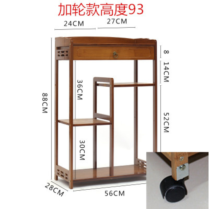 简约茶桌几简约客厅茶水架竹置物架桶装水台实木泡茶饮水机储物柜_7 带轮56仿古（带抽屉）