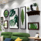 客厅欧式照片墙创意美式钟表置物架装饰画挂墙相框组合_9 白色金色【自然主义】+钟表