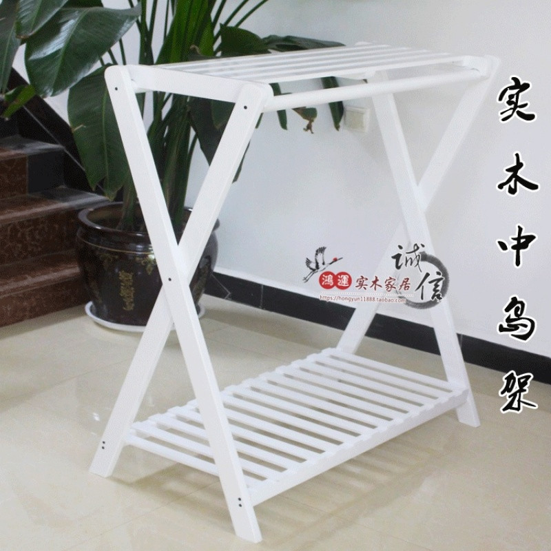 双杆服装店展示架落地架白色衣帽架中岛架童装成人实木质货架_6 白色