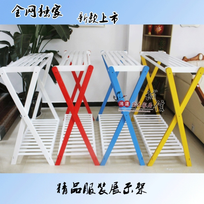 双杆服装店展示架落地架白色衣帽架中岛架童装成人实木质货架_6 彩色请留言