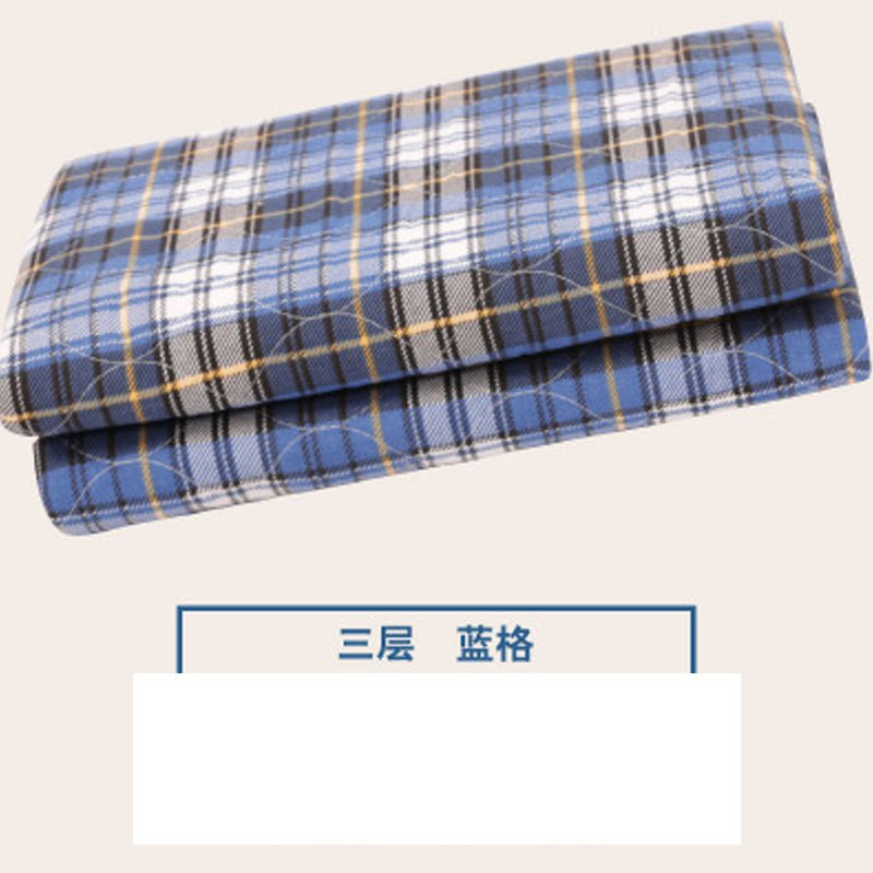 婴幼儿隔尿垫格子型成人可洗老年人床垫通用初生男女宝宝床上用品隔尿垫 蓝格90*120cm
