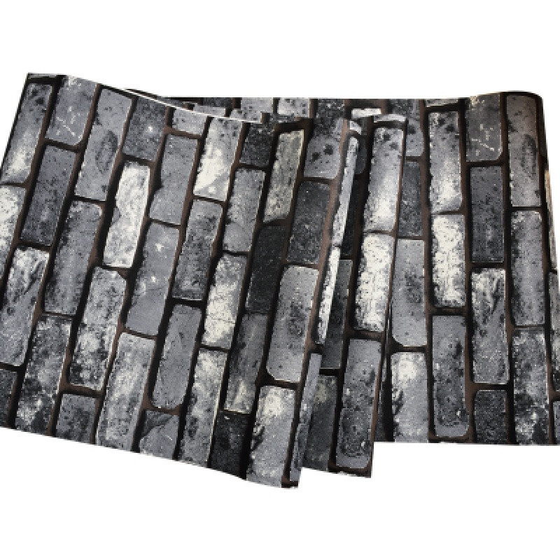 复古仿古砖纹砖块砖头墙纸3d立体餐厅奶茶服装店理店文化砖壁纸 深灰色防水耐磨158126