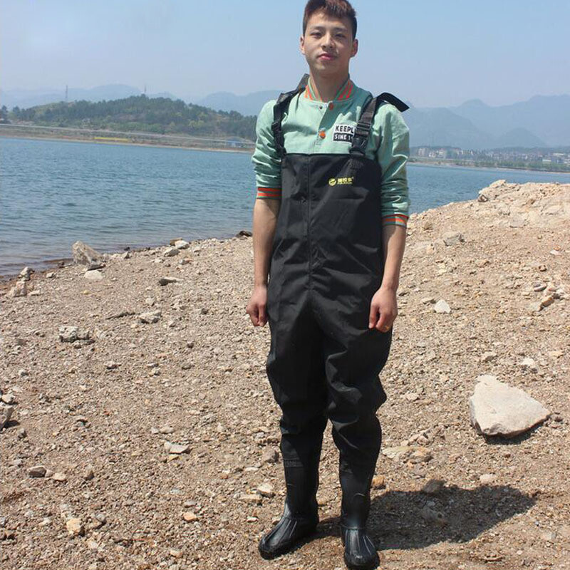 福拉多（FULADUO）雨鞋下水裤全身连体裤防水捕鱼裤钓鱼裤涉水裤加厚涉水服_1 43码(厚度65丝)