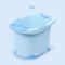 儿童浴缸洗澡桶加厚可坐加大号婴儿小孩泡澡桶宝宝沐浴桶感温浴盆 蓝色+向日葵