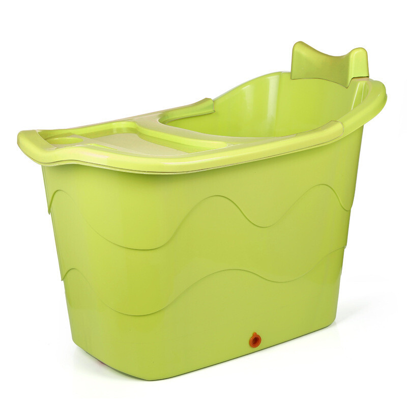 团硬塑料斜靠背按摩泡澡桶特大号儿童洗澡桶浴缸浴桶加厚 浅绿色