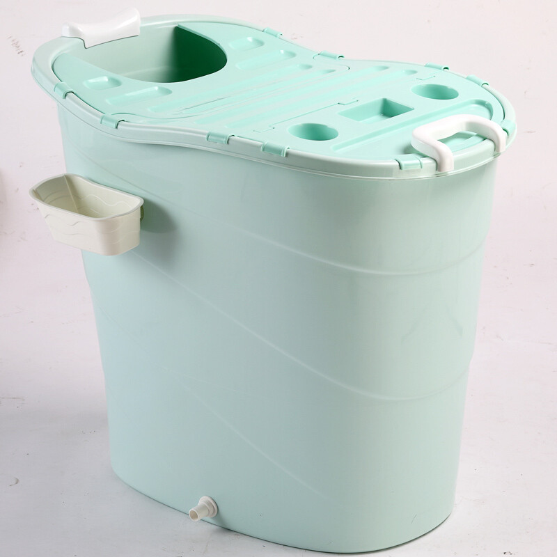 团硬塑料斜靠背按摩泡澡桶特大号儿童洗澡桶浴缸浴桶加厚 果绿色高桶