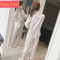 新品春秋仿真丝绸长袖睡衣女夏甜美可爱小清新青年公主家居服套装_2 M CM-139#鸡蛋花【蓝色】