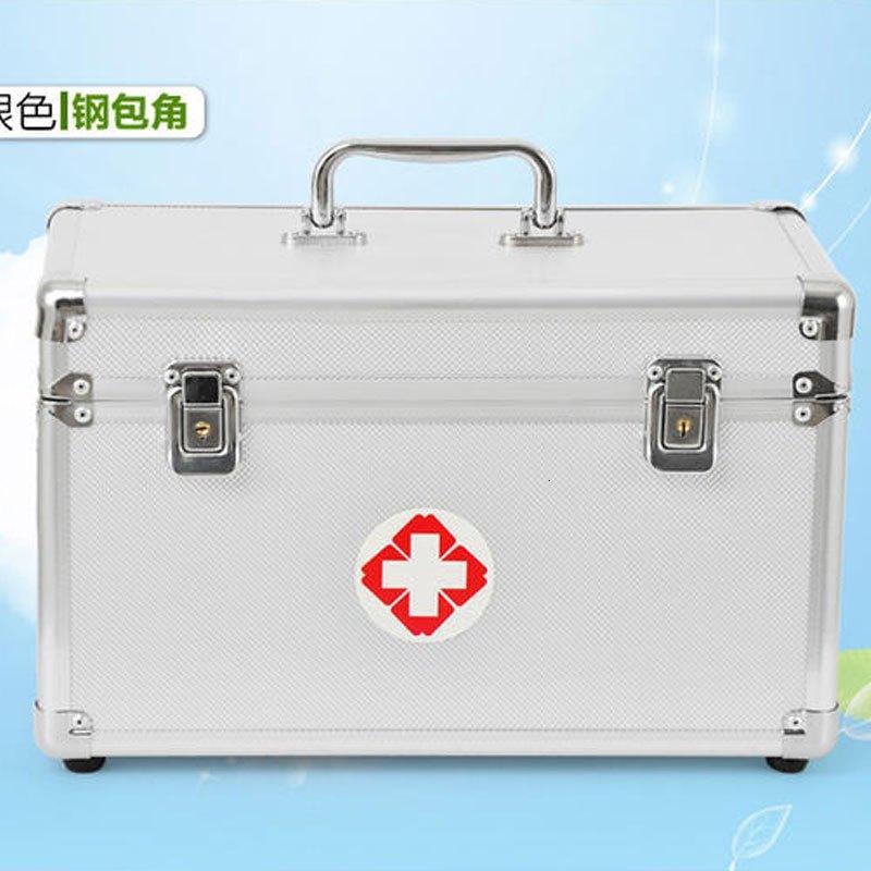 特大号带锁医用药箱铝合金（38CM）出诊箱9寸11寸14寸16寸18寸多色多款多功能生活日_1_5 9寸银白色无赠品