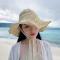 桂兰珊（Guilanshan）夏季遮阳草帽女蕾丝绑带太阳帽防风沙滩帽折叠旅行拍照镂空手工_2 卡其色