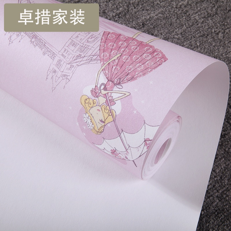 韩式卡通芭蕾舞无纺布墙纸蓝色粉色男孩女孩温馨儿童房壁纸_0 2005神秘紫