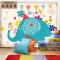 儿童房墙纸幼儿园卧室墙纸卡通壁画可爱欢乐大象大型壁纸壁画_7 拼接油画布