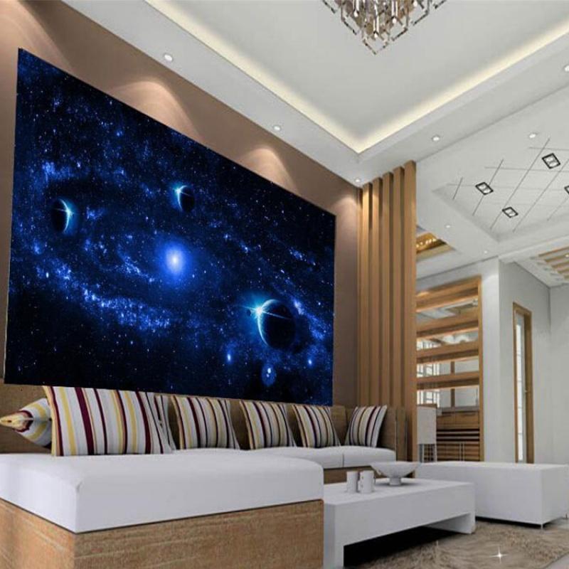 3D立体浩瀚宇宙星空壁画个性流星行星墙纸壁纸主题房时尚大型壁纸_9 高档进口油画布（整幅）/平方